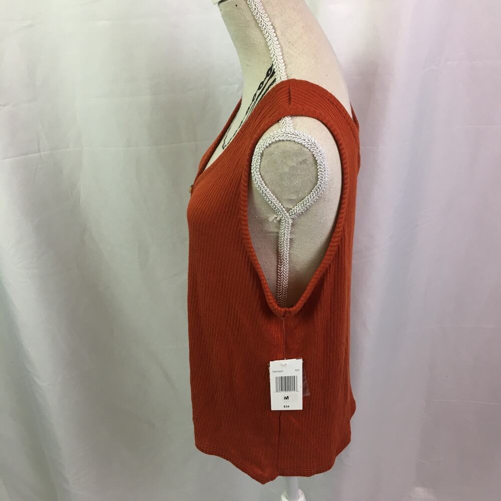 Pink Republic Ribbed Button Down Tank Rust Medium - Picture 8 of 15